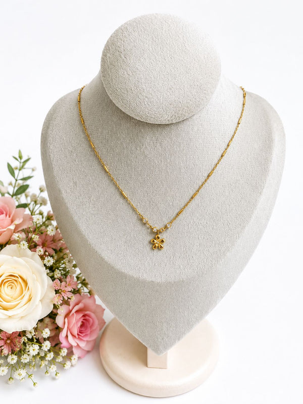 Elegant Floral Crystal Anti-Tarnish Pendant Necklace