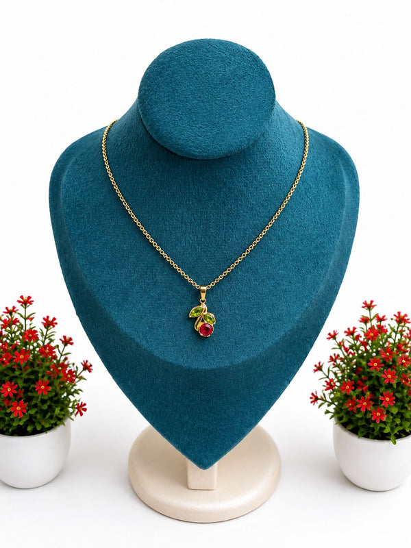 Elegant Leaf Crystal Anti-Tarnish Pendant Necklace